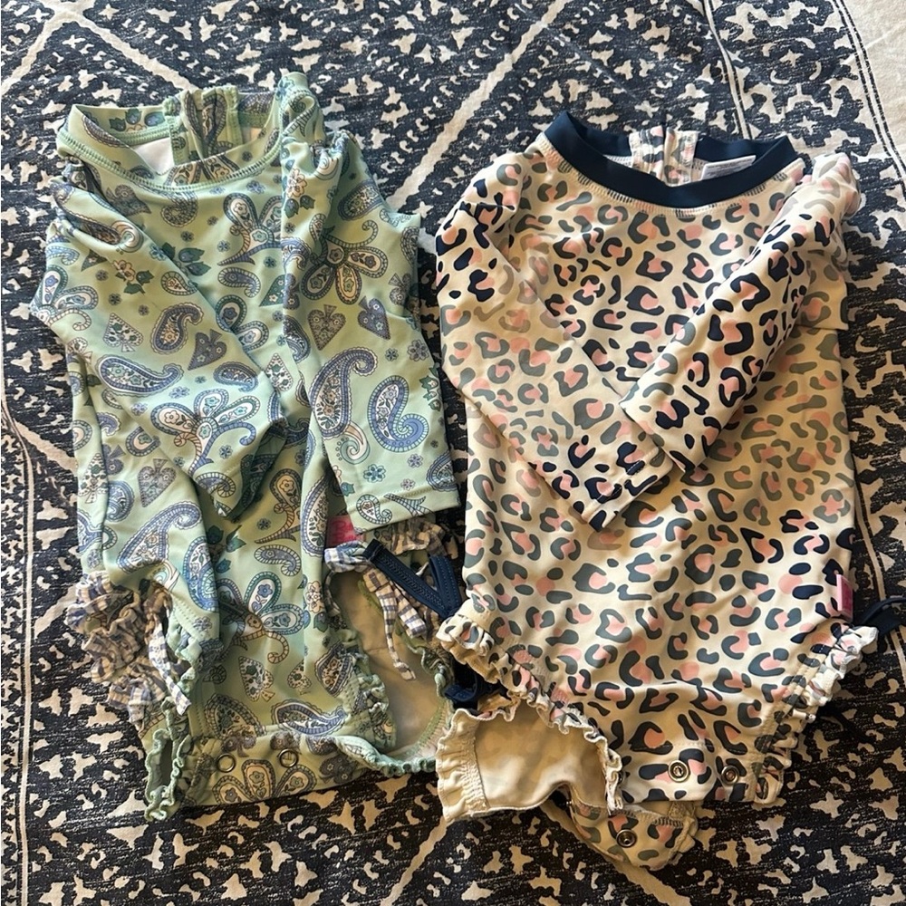 Paisley and Leopard Rufflebutts Swim